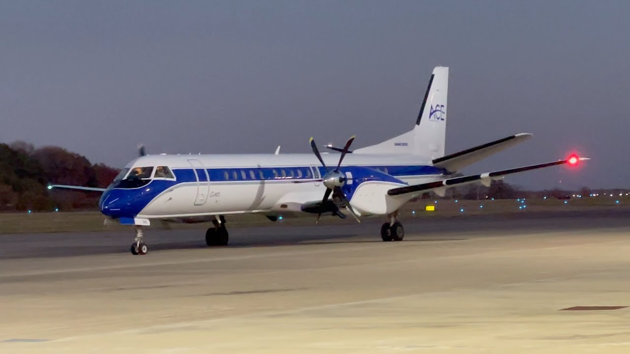 ACE Charters SAAB 2000 startup & T/O Marion KMWA