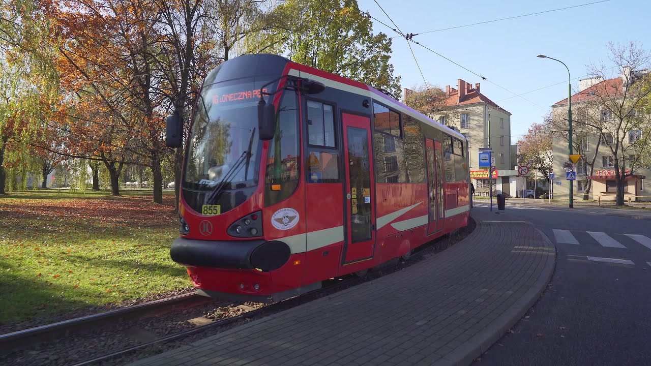 Poland, Katowice, tram 16 ride from Koszutka Słoneczna Pętla to Dworzec PKP