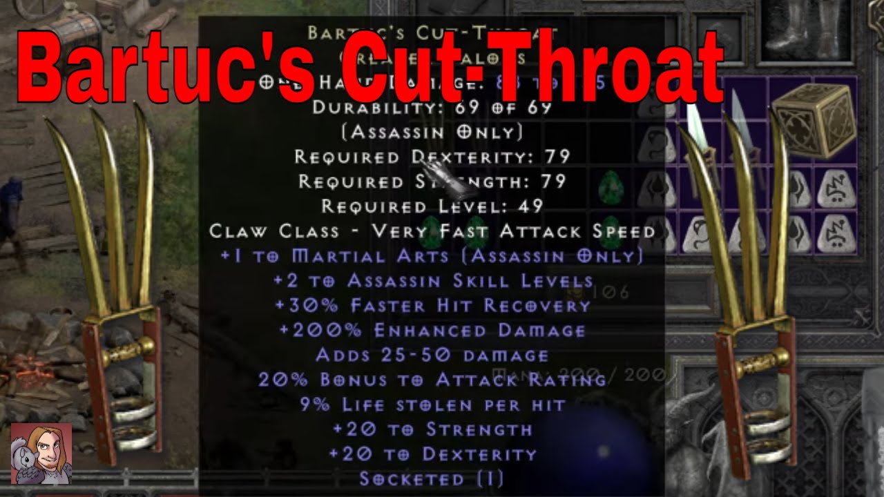 D2R Unique Items - Bartuc's Cut-Throat (Greater Talons)