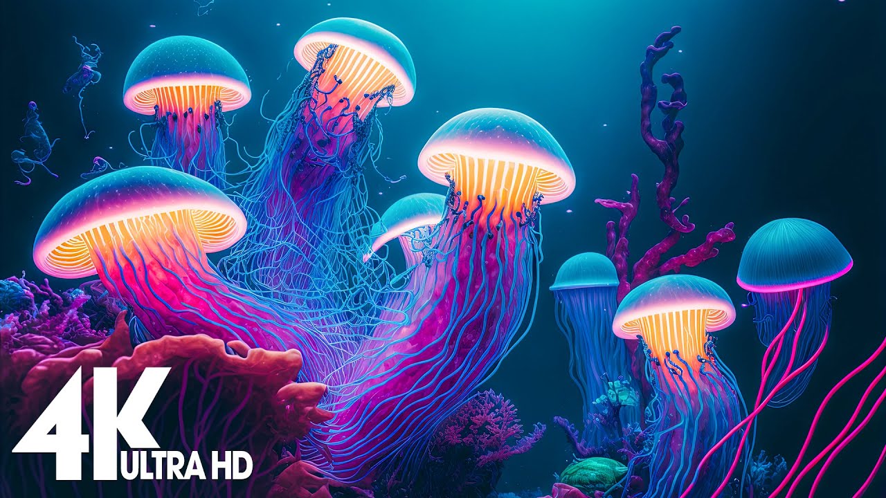 Music of The Ocean 4K - Captivating Moments with Jellyfish and Fish in the Ocean - Relaxation Video