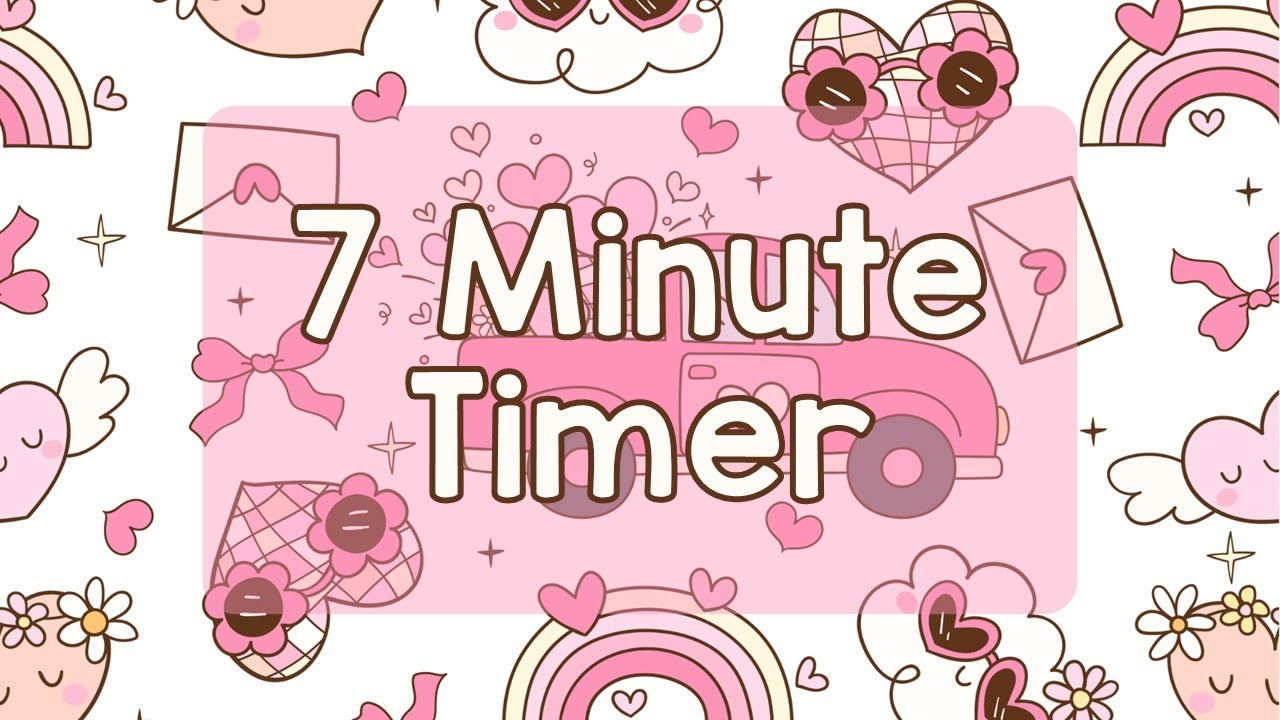 7 Minute Timer - Pink Retro Groovy Valentine's Day Themed Timer - Calm Ending Chime - No Music