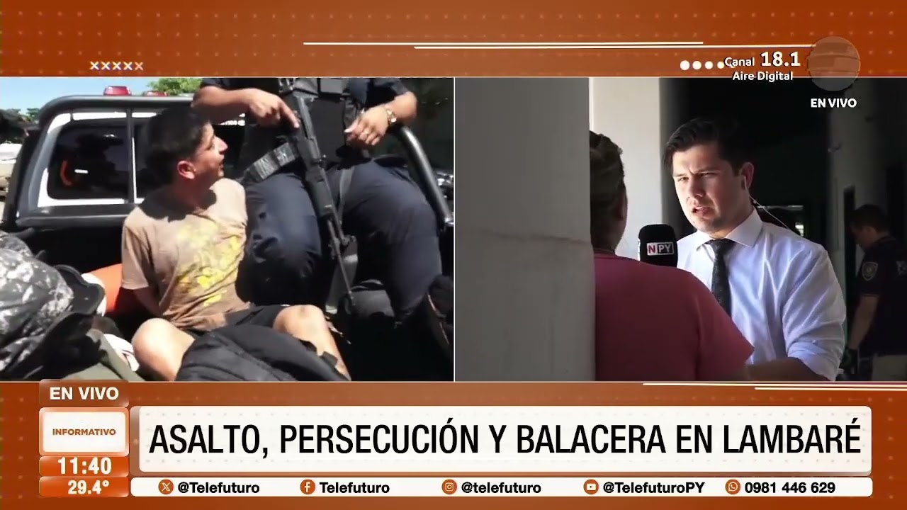 Asalto, persecución y balacera en Lambaré