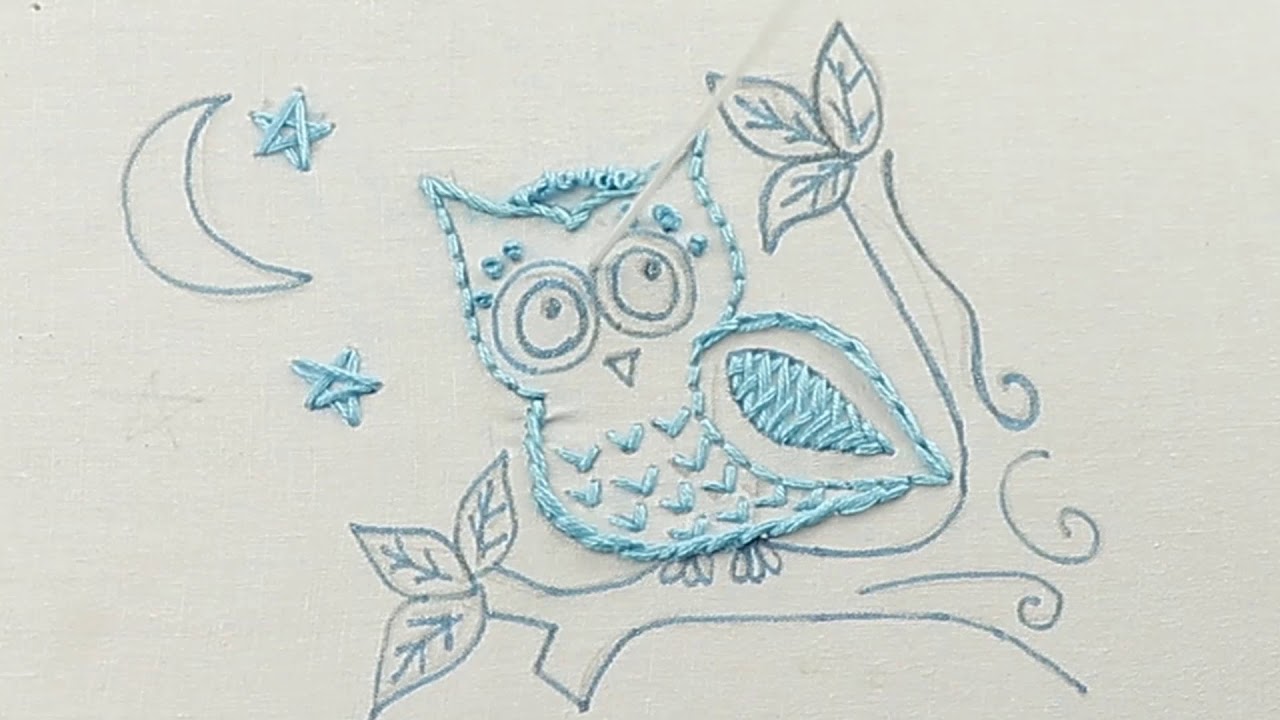 how to embroider an owl * como bordar un búho * bird embroidery * t shirt embroidery designs