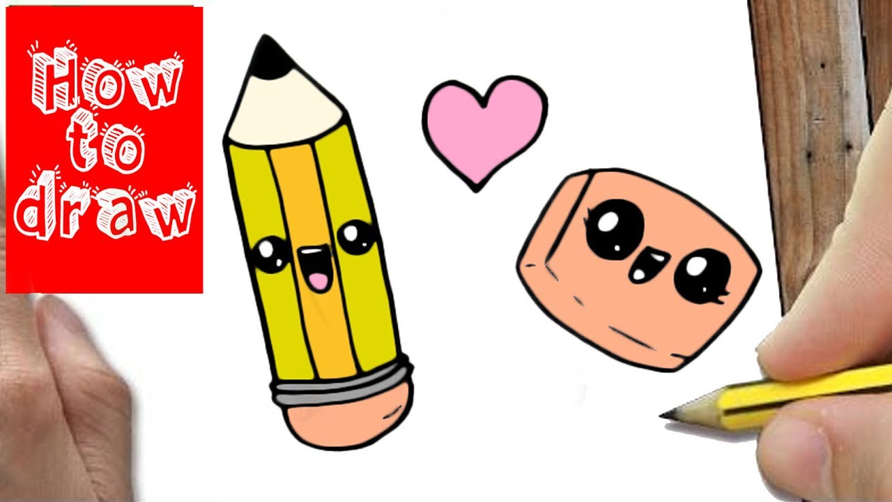 HOE TEKEN JE EEN POTLOOD EN GUM? | HOW TO DRAW A PENCIL KAWAII
