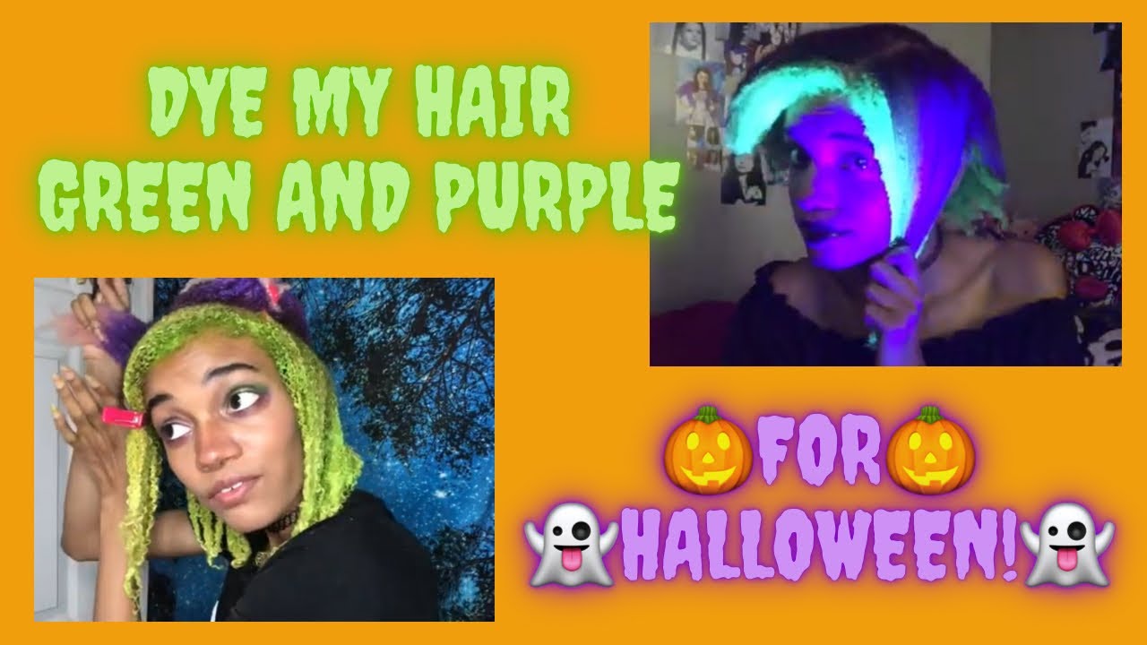 Dyeing My Hair Green and Purple for Halloween ft. Underground Cosmetics!