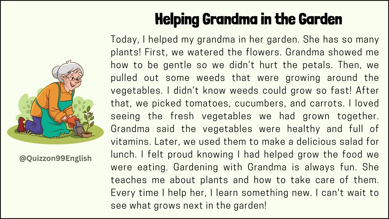 Helping Grandma in the Garden: Master English Through Fun Stories || Easy English for Beginners