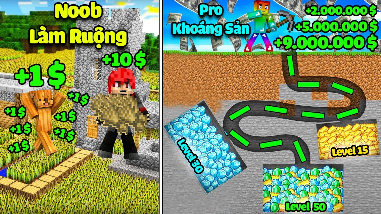 MINI GAME : CUỘC THI DÂN CHƠI GIÀU NHẤT MINECRAFT ** THỢ MỎ NOOB VÀ CHIẾN THUẬT ĐÀO VÀNG SIÊU GIÀU