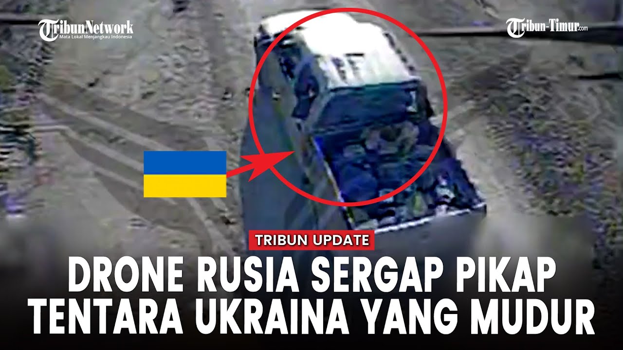 Momen Drone Rusia Menunggu Pikap Tentara Ukraina di Pinggir Jalan dan Menyerang