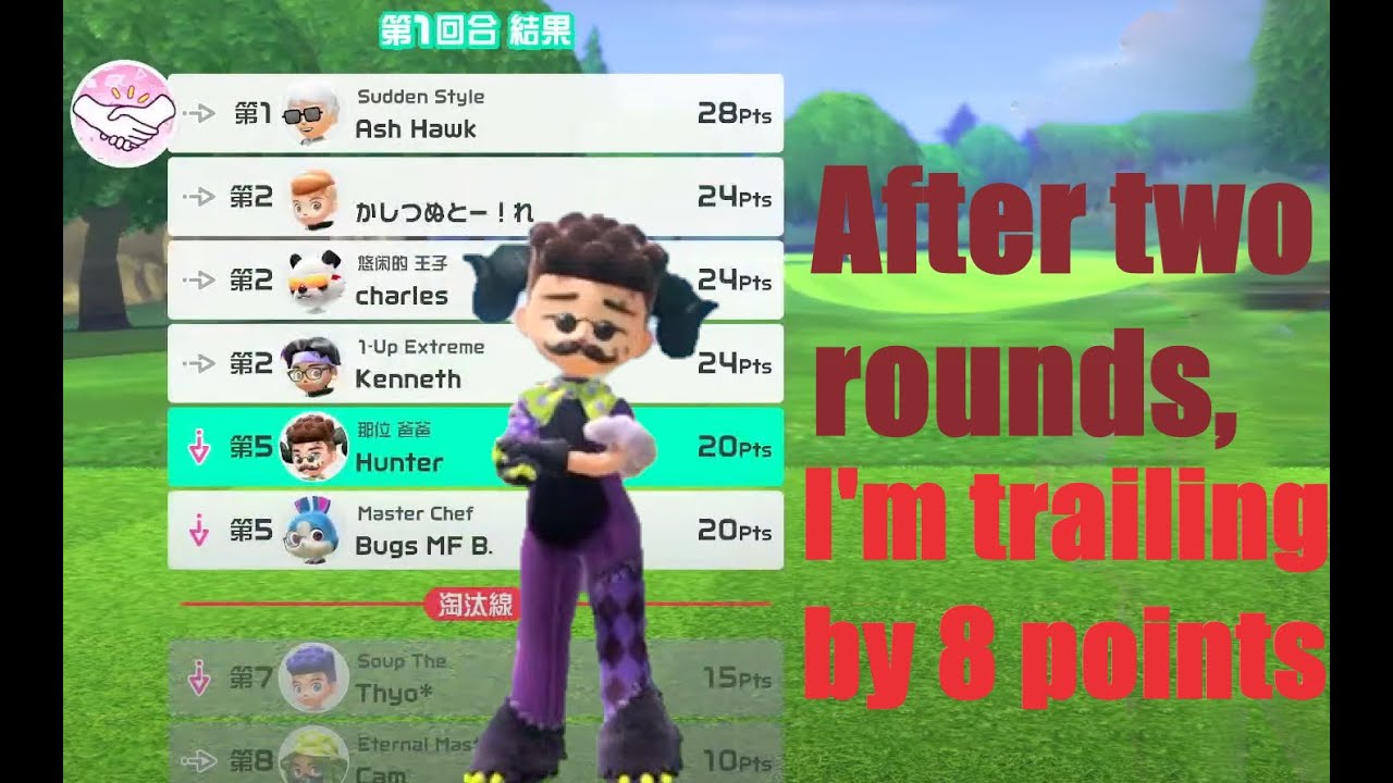 After two rounds, I'm trailing by 8 points. #switchsports #nintendo #golf