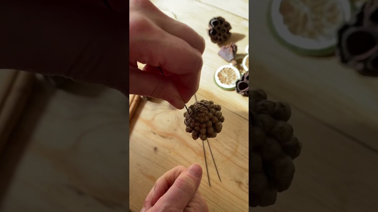 HOW TO wire a pine cone for your front door wreath