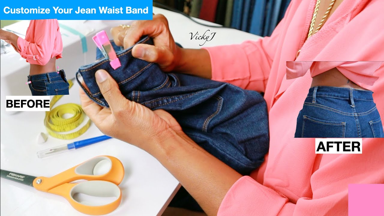 🍃How To Customize Your Jean waist Band For That Perfect Fit | VickyJ
