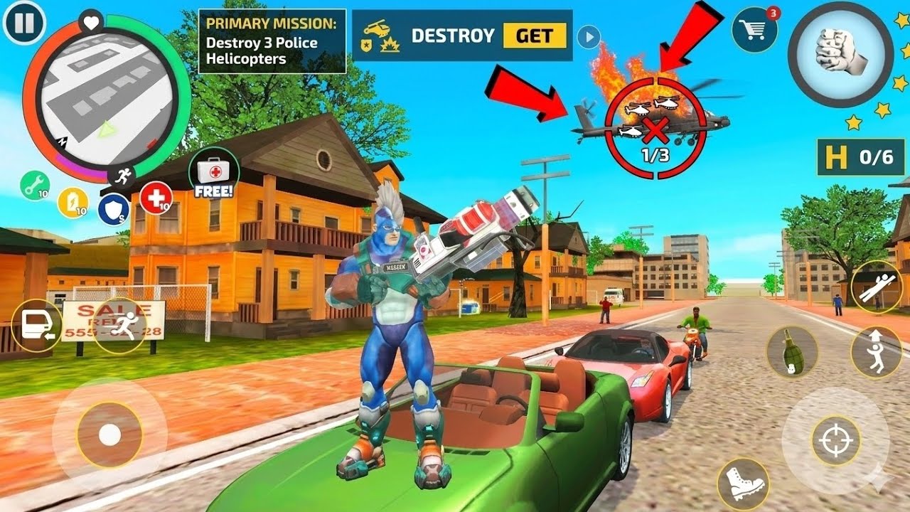 Rope Hero: Vice Town – Enemy Robot Car Driving | HD Android Gameplay