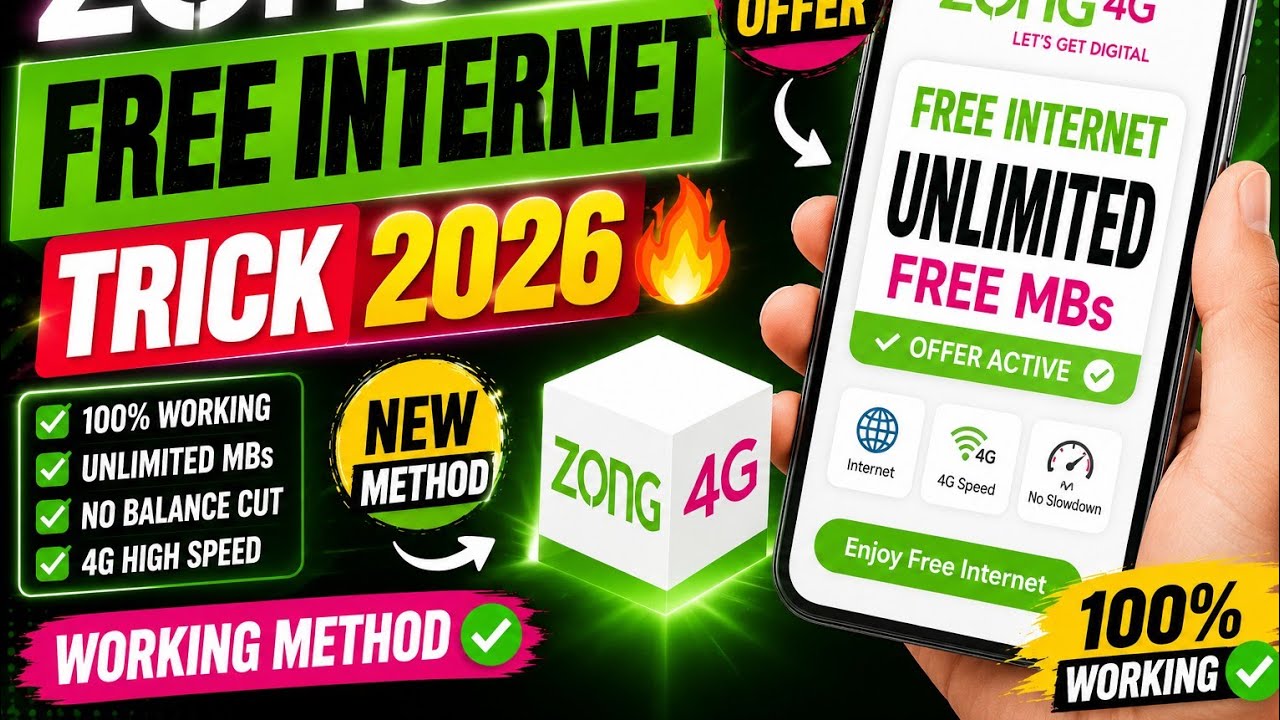 Zong Free Internet Trick 2026 🔥 | New Zong 4G Free MB Offer | Working Method