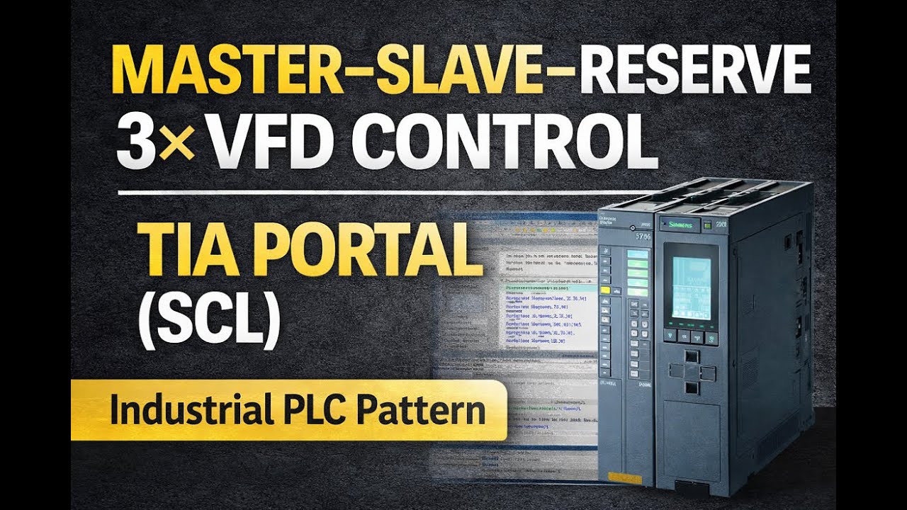 Master–Slave–Reserve Control for 3 VFDs in Siemens TIA Portal (SCL + HMI + Logging)