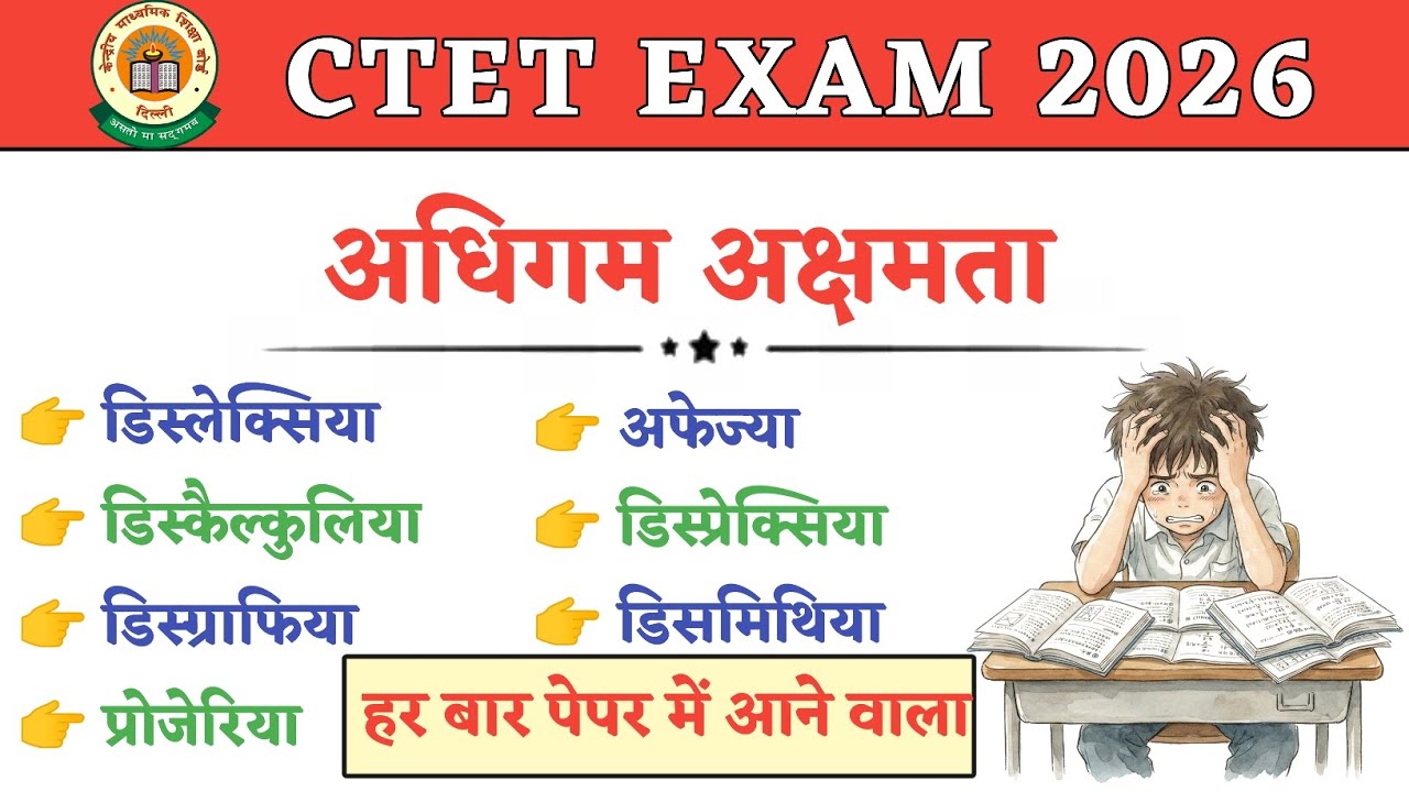 CTET Exam 2026 | अधिगम अक्षमता |  अधिगम विकार | Learning Disability