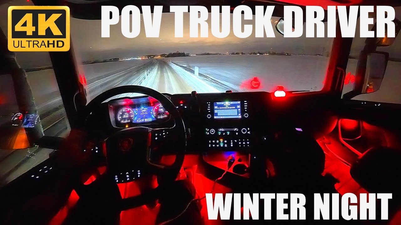 POV HQ Truck Driver Scania R. Snowy Night In Sweden 
