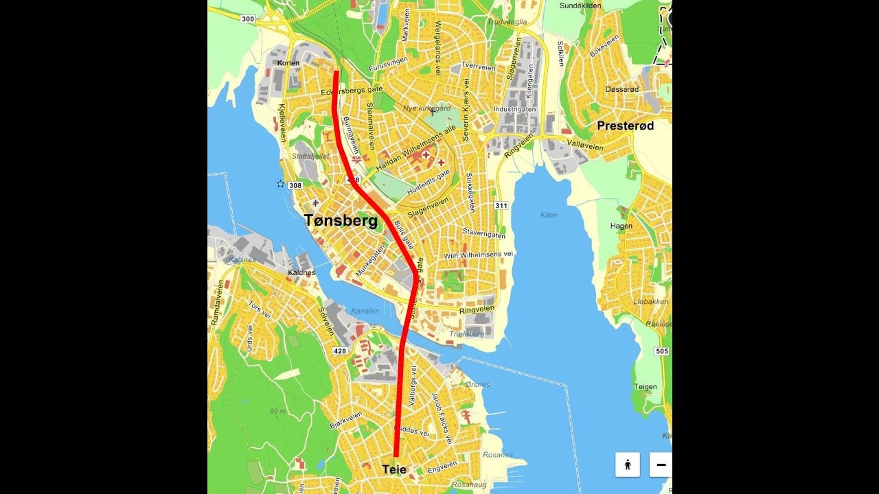 TØNSBERG 1976  Rv308 gjennom byen