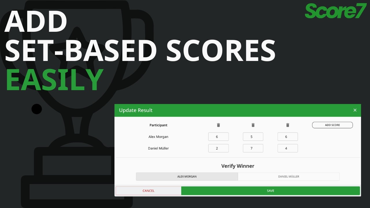 How to Add Set-Based Scores in Score7 (Tennis, Volleyball, Badminton)