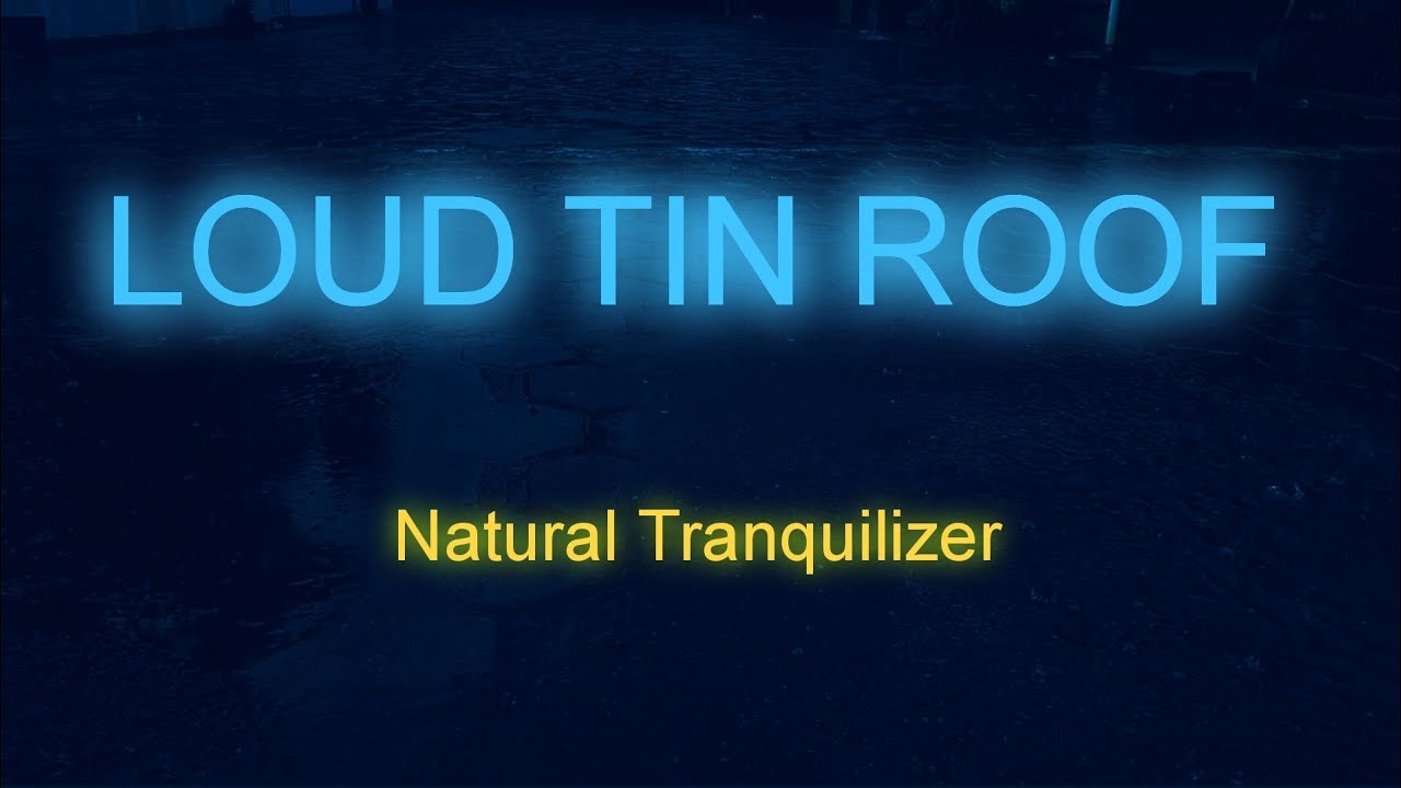 Loud Rain on Tin Roof from Porch | Heavy Rain on Ground (Dark Screen)