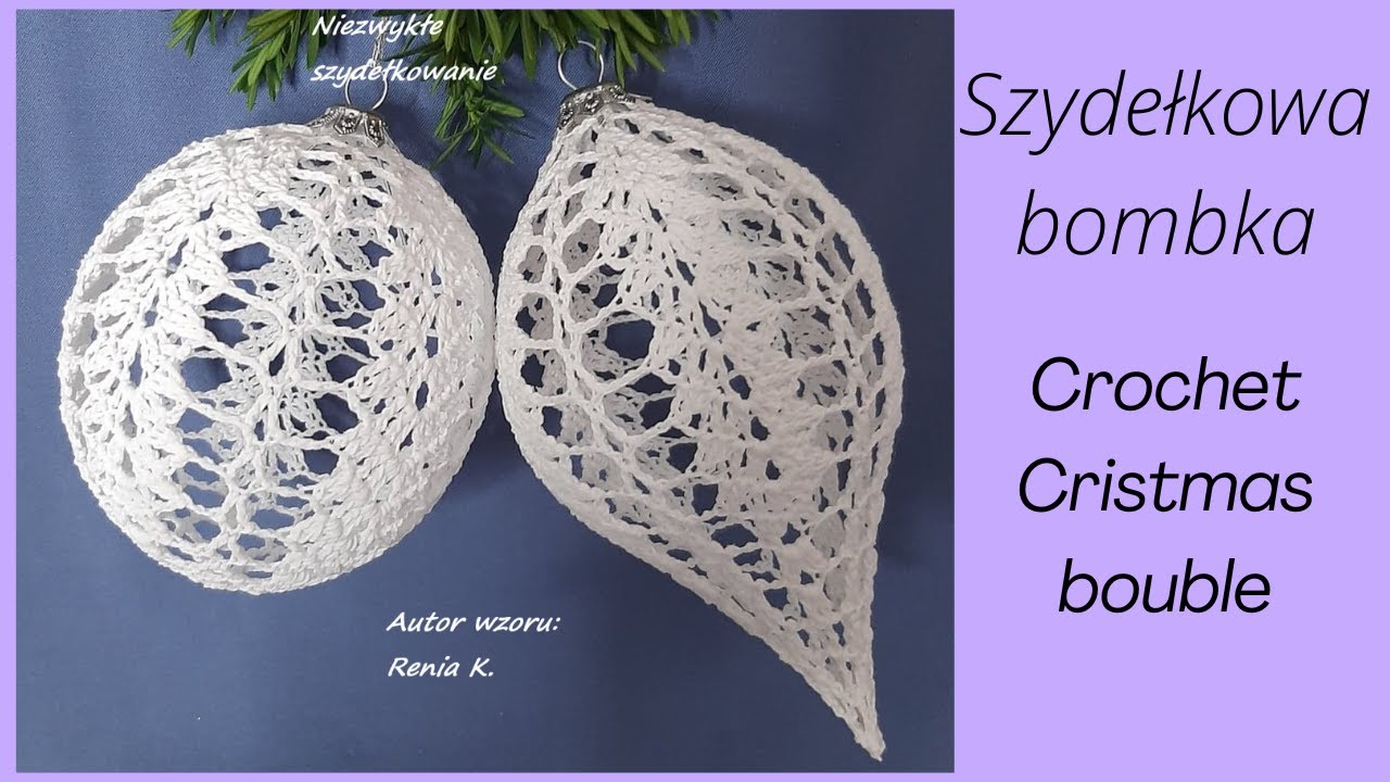 Bombka z listkami 8 cm, szydełko.Jeden wzór.Author Renia K. Crochet Cristmas ornaments.