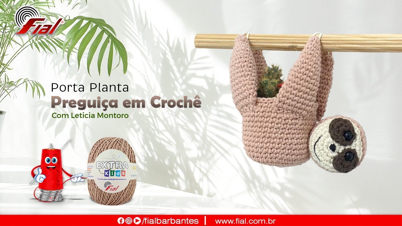 Porta Plantas Bicho-Preguiça em Crochê: Passo a Passo Encantador