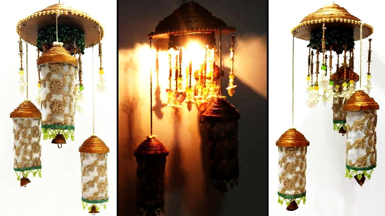 Plastic Bottle Lamp Craft - Empty Tape Roll & Newspaper Craft - Best out of waste