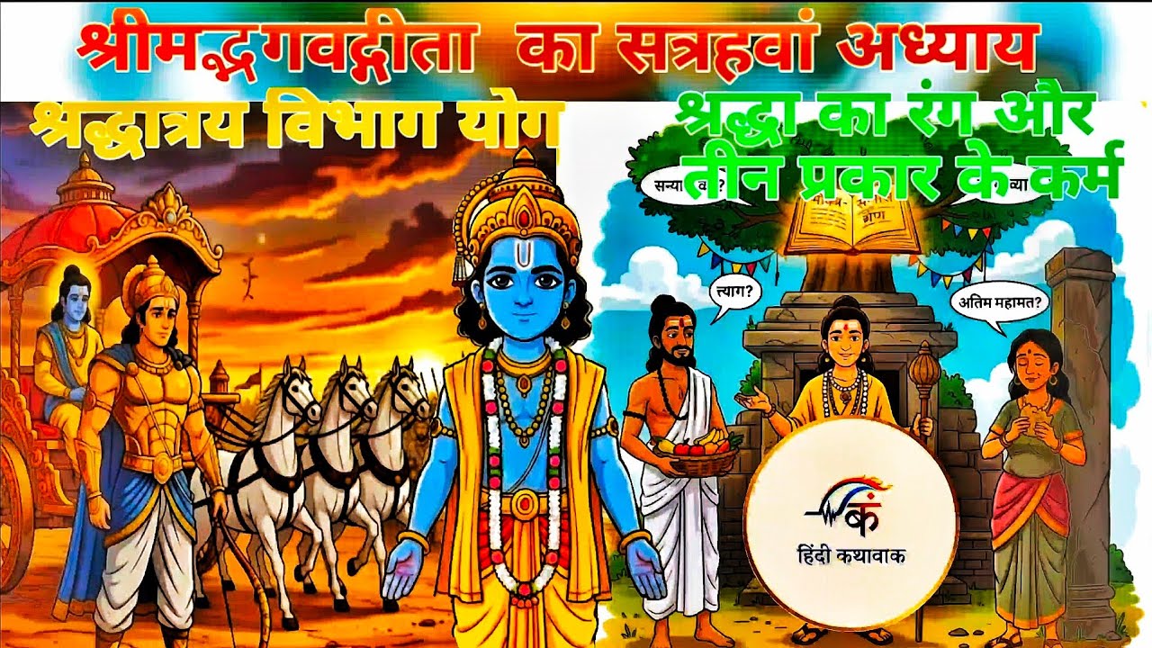 📜श्रीमद्भगवद्गीता का सत्रहवां अध्याय:’श्रद्धात्रय विभाग योग'।। श्रद्धा का रंग और तीन प्रकार के कर्म।