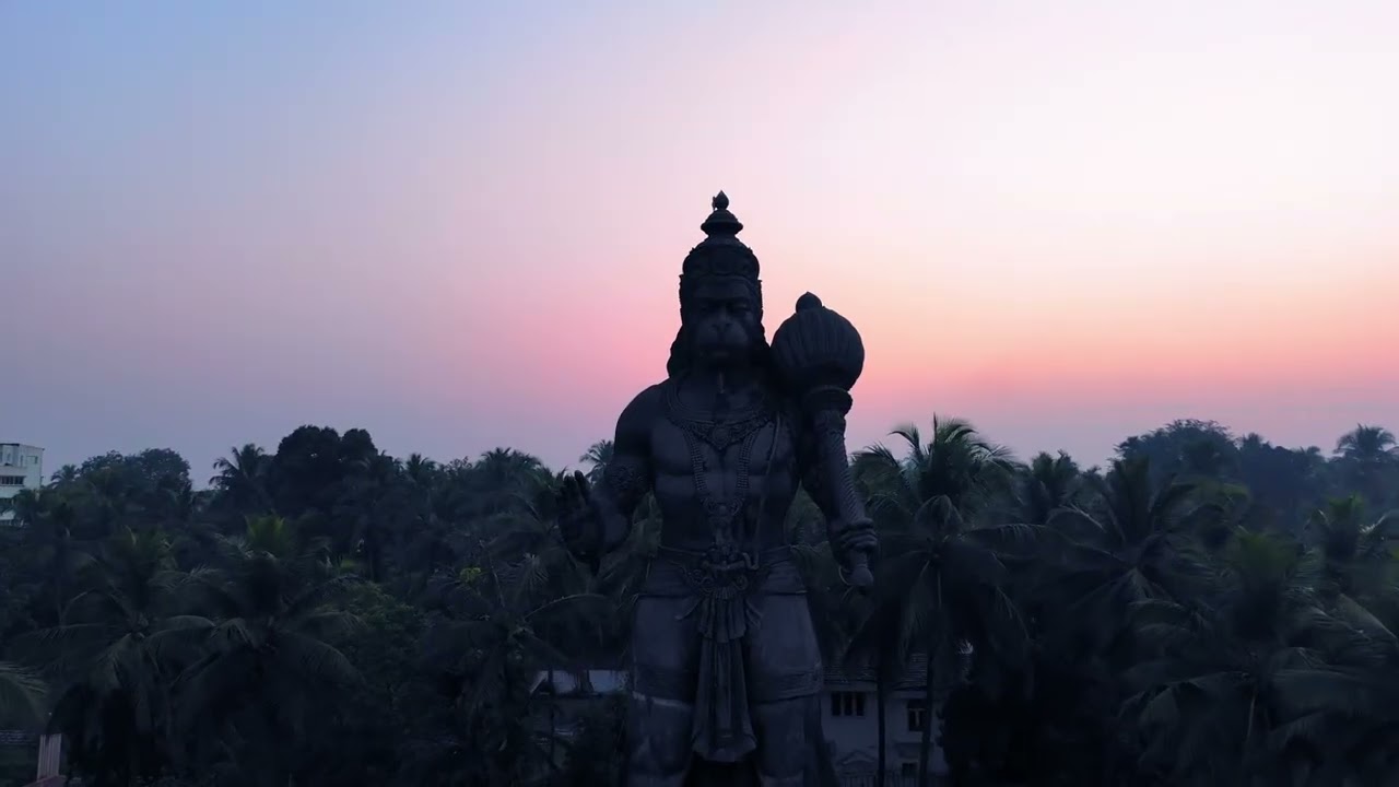 Divine Aerial View of Prasanna Anjaneya Temple, Kundapura 🙏 | Peaceful Temple Drone Shot