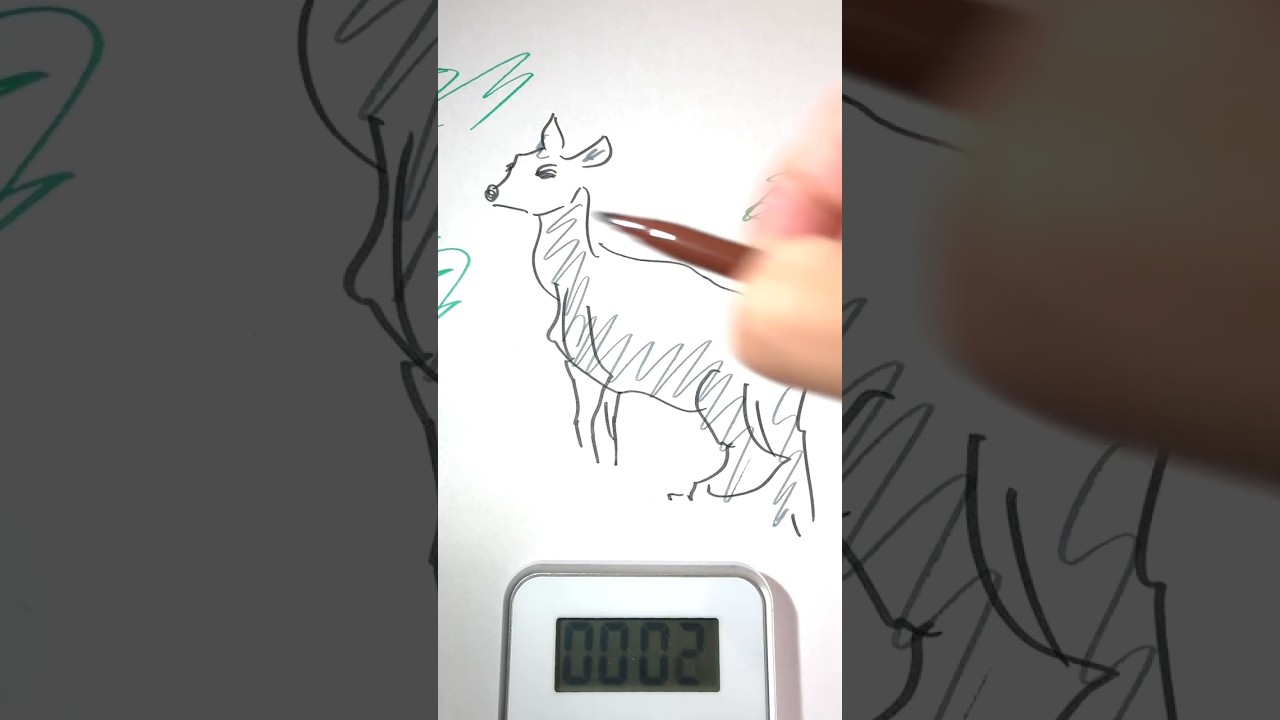 ASMR Drawing a Deer in 60s ✍️ Satisfying Marker Sounds #16c