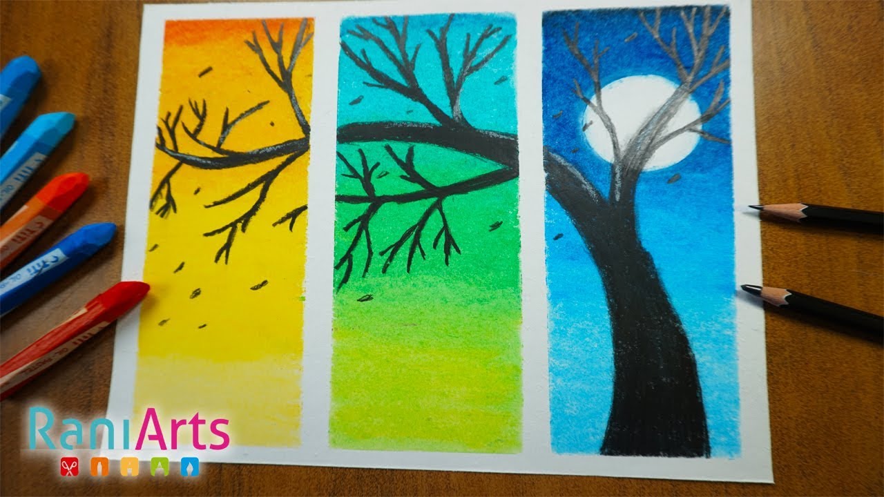 PAISAJE CON ÓLEO PASTEL Nivel: Principiantes (FÁCIL) Scenery with oil pastel EASY