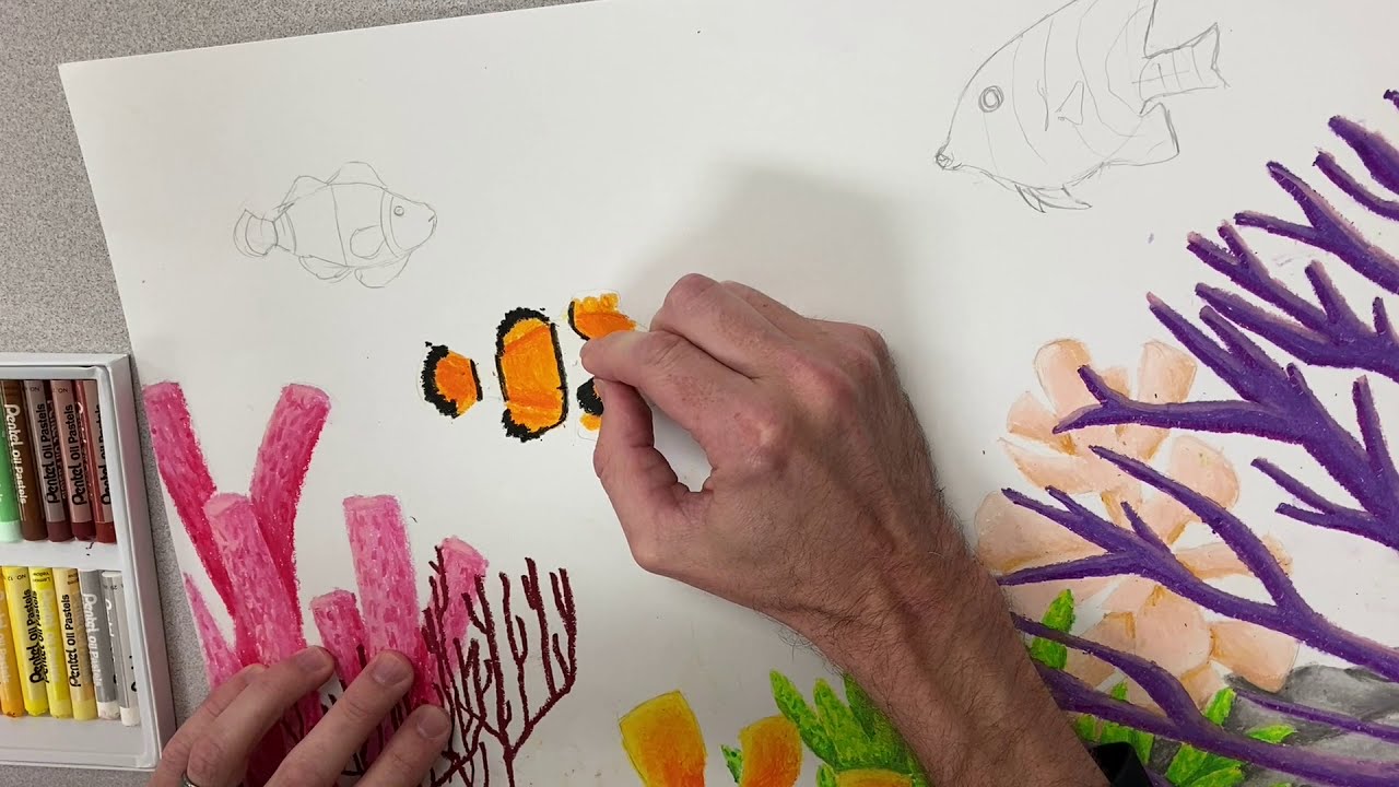 Mr  Wilson Teaches  Oil Pastel Under the Sea
