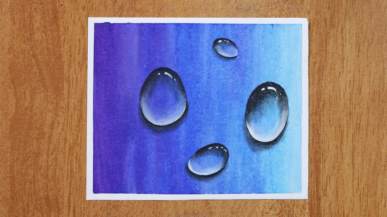 Easy way to draw Water Drops | How to draw Water Drops with oil paste for beginners | 3D water drops