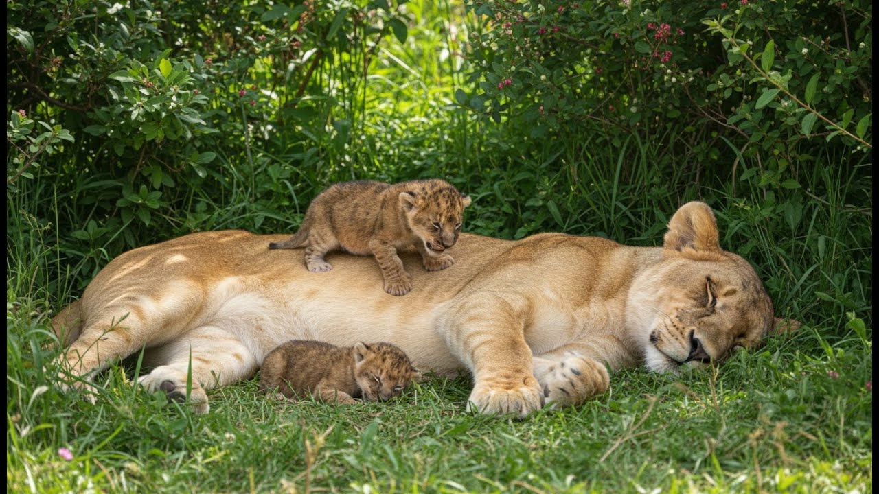 1 hour of lionesses & Cubs ambience– Peaceful Wildlife Music for Sleep and Focus