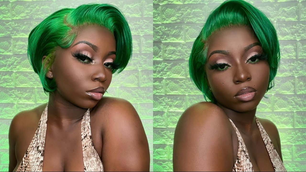 Green Pixie Cut Wig Install | Makeup + Hair  | WOC | The Avatar Series EP. 2: Earth Kingdom ⛰