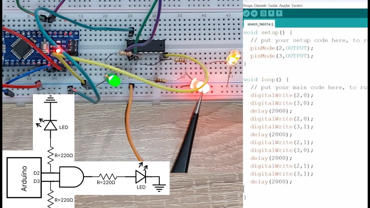 Arduino Giriş Seviye Kodlama|7408 Entegresi ile VE Kapısı (Devre + Kod Anlatımı) #arduino #kodlama 💻