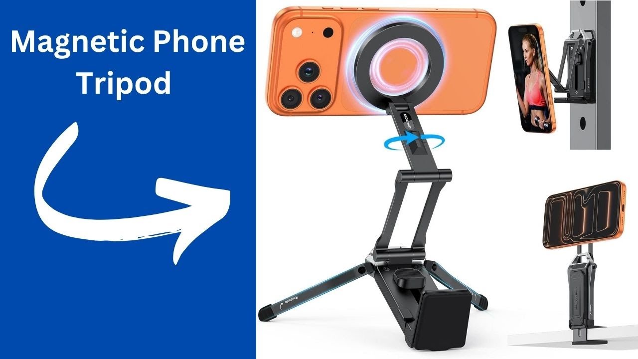 OMOTON 360&deg;Rotating for MagSafe Tripod Mount, Adjustable Aluminum Magnetic Phone Tripod for iPhone