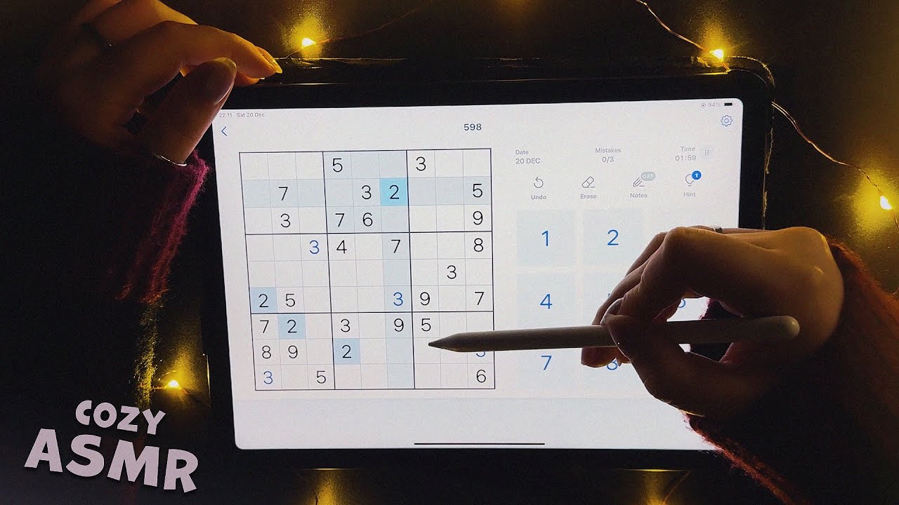 Cozy ASMR Sudoku 🪄 Whispering & Crackling Fireplace Sounds