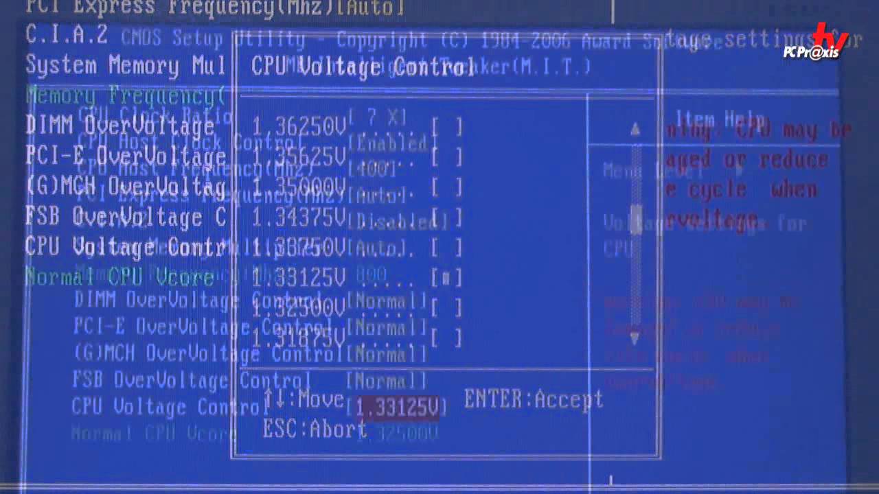 pcptv 5 uebertakten per bios