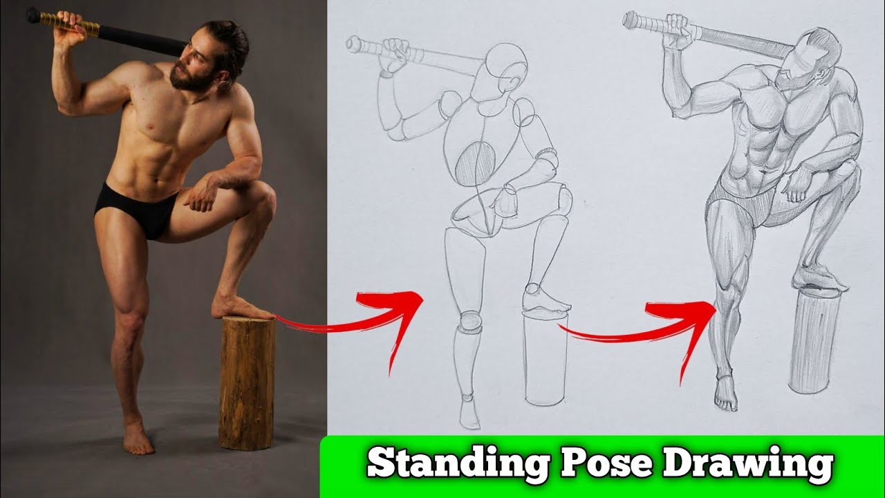 How To Draw Standing Pose || Volumetric Male Pose Drawing|| Pencil Drawing