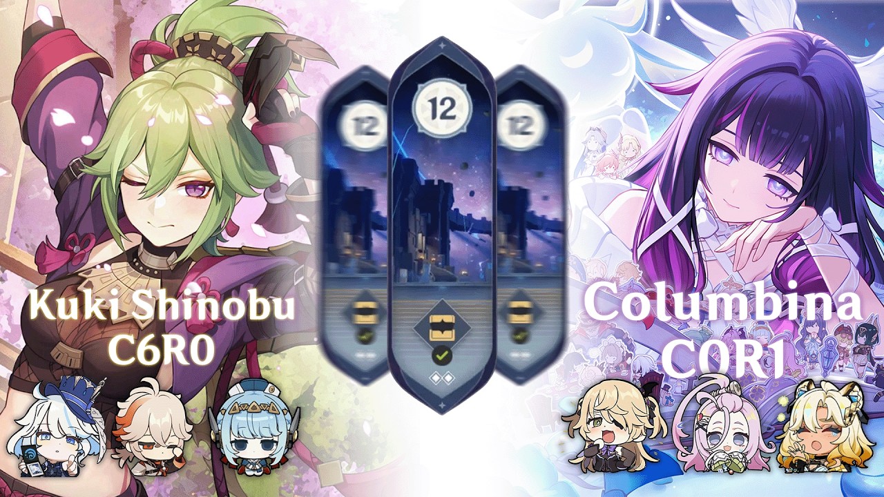 Abismo Espiral 6.3 🌙 (Luna IV)  | ⚔️ Kuki Shinobu C6R0 & 🕊️ Columbina C0R1 | Genshin Impact