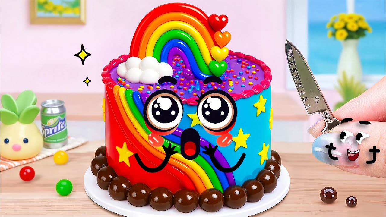 🌈 Cute Mini Rainbow Chocolate Fondant Cake 🎂 | Satisfying ASMR | Mini Cooking