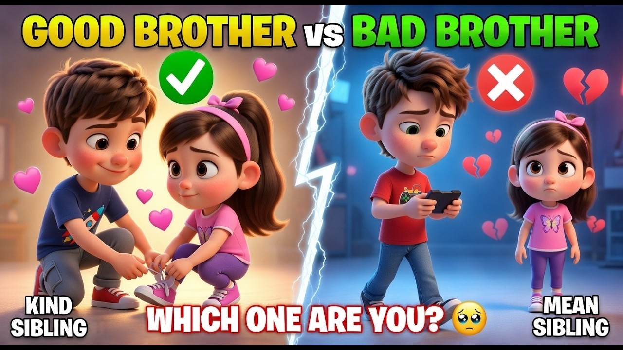 Good Brother vs Bad Brother | Kind sibling vs Mean Sibling: Sibling Kindness Lesson for Kids