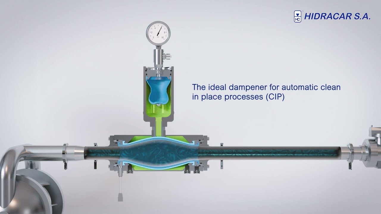 HIDRACAR S.A. IN-LINE PULSATION DAMPER FOR FOOD AND PHARMA PROCESSES. FOR CIP PROCESSES.