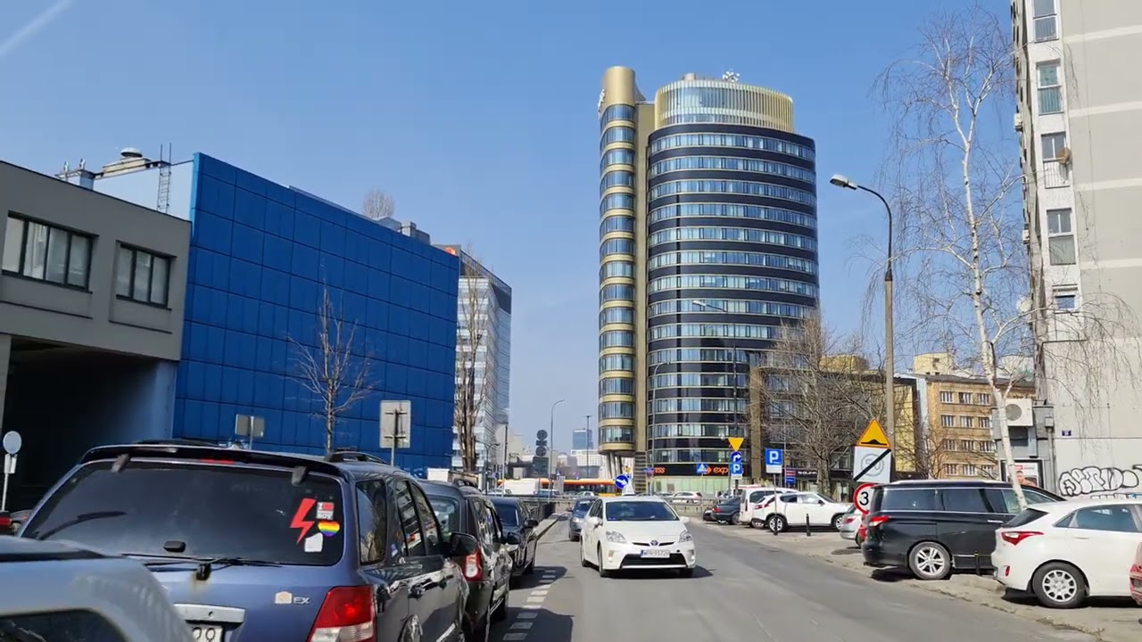 🇵🇱 Warszawa 2021, Polska. [4K Ultra HD] Ulica Polna, Plac Unii Lubelskiej. 27.03.2021