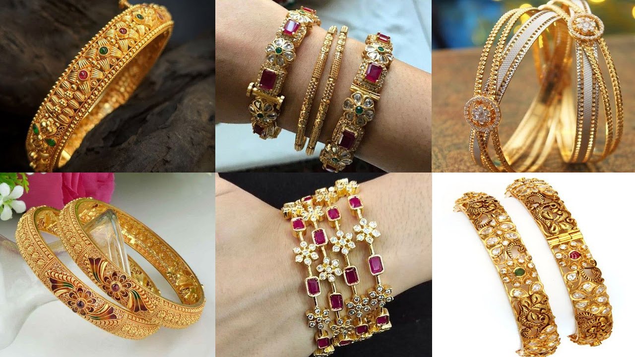 Gold Bangles With Stone Work Bracelet And Bangles Design Emerald And Ruby Bangles