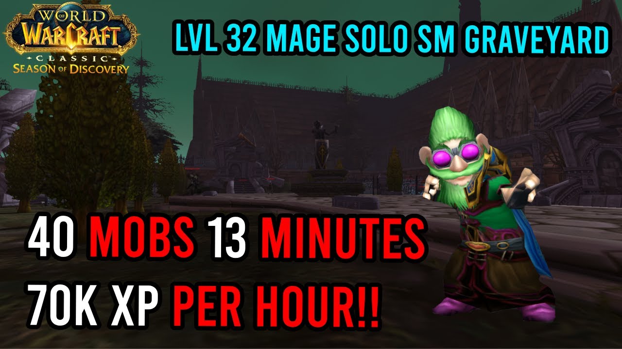 Mage Solo SM Graveyard Level 32+ | 200 mobs 70k xp per hour |  KallTorak Living Flame NA