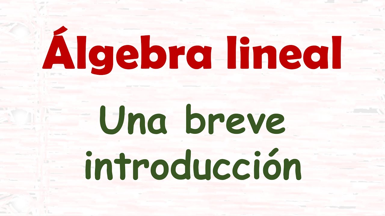 1. Breve introducci&oacute;n al estudio del &Aacute;lgebra lineal