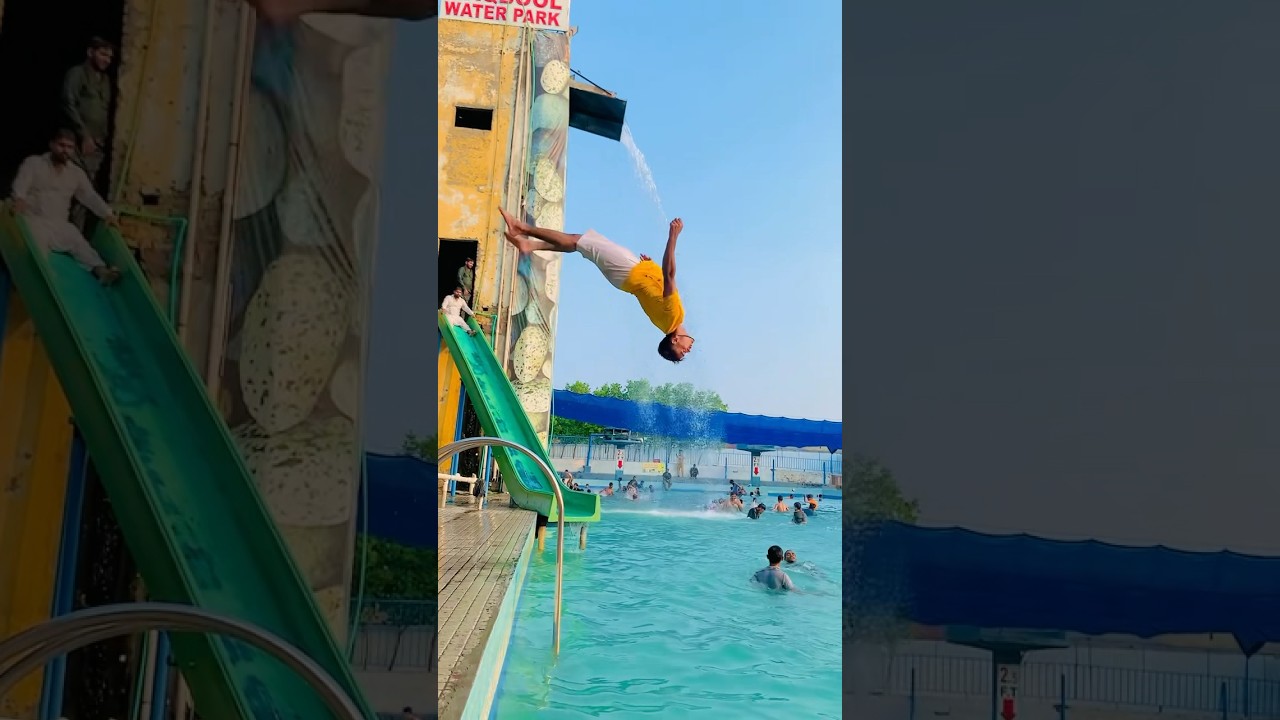 Maqbool waterpark💦😱#continuebackflip #swimming #amazingbackflip