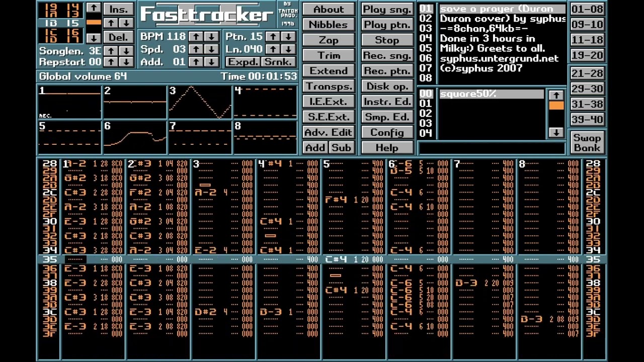 syphus - Save A Prayer (Duran Duran cover) [MS-DOS FastTracker .XM mod]