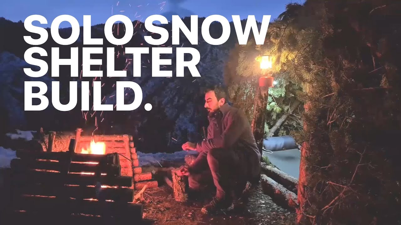 Solo Snow Shelter Build: Bushcraft Camping Adventure